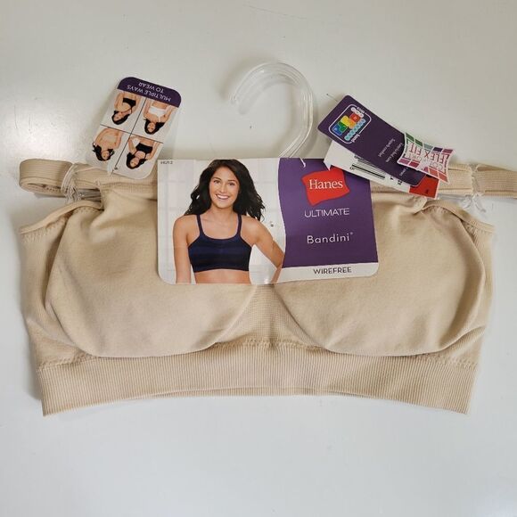 $30 NEW BANDINI NUDE BANDEAU ADJUSTABLE BRA TAN NUDE XS EXTRA SMALL 30 32 b NWT - Picture 2 of 6